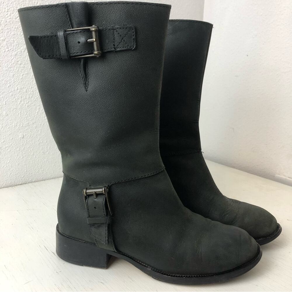 Cole Haan Nike Air Leora black leather moto boot size 6.5 - Picture 2 of 12